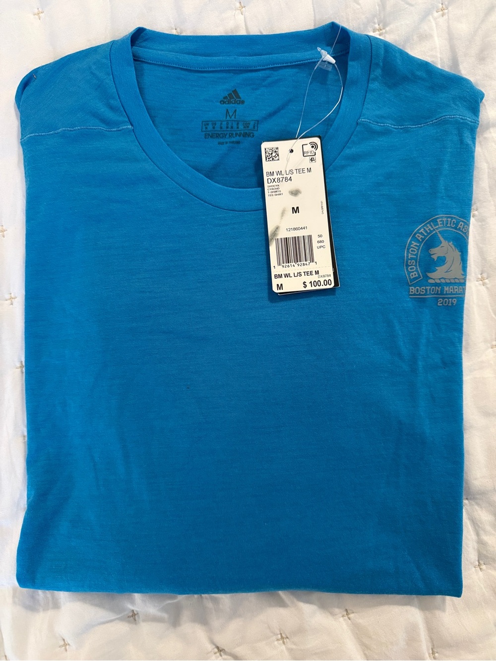 adidas 2019 boston marathon wool blend Long Sleeve T shirt $100 NWT rare medium